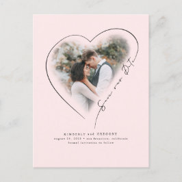 Love Heart Elegant Minimal Save The Date Foto Ann Aankondigingskaart