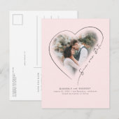 Love Heart Elegant Minimal Save The Date Foto Ann Aankondigingskaart (Voorkant / Achterkant)