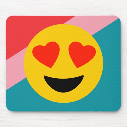 Love Heart Emoji on Stripes Mousepad Muismat (Voorkant)