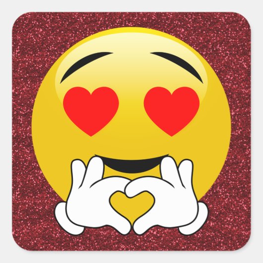 Love Heart Emoji Red Sparkle Stickers (Voorkant)