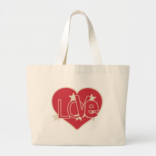 Love Heart en Stars Grote Tote Bag (Voorkant)