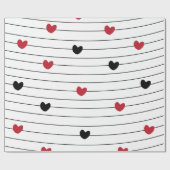 Love Heart en Stripes Pattern Cadeaupapier (Vlak)