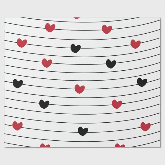 Love Heart en Stripes Pattern Cadeaupapier (Vlak)