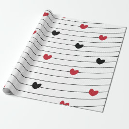 Love Heart en Stripes Pattern Cadeaupapier