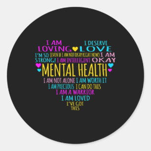 Love Heart Facts Mental Health Awareness Supporter Ronde Sticker