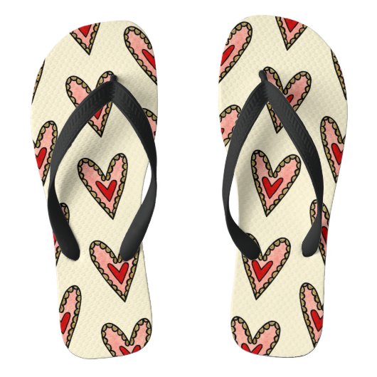 Love Heart Flip Flop Footwear ( Cream Background ) (Voetbed)