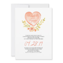 Love Heart Flowers waterverf huwelijksuitnodiging