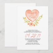 Love Heart Flowers waterverf verlovingsfeest Kaart (Voorkant / Achterkant)