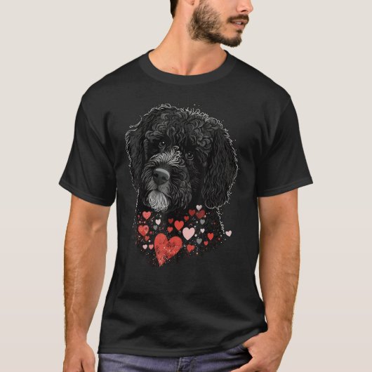 Love Heart for Valentines Day on Portuguese Water  T-shirt (Voorkant)