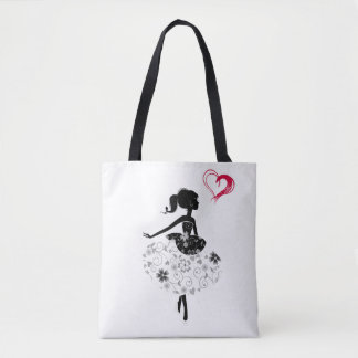 Love Heart Girl Canvas tas