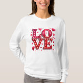 Love Heart Glittery Red Pink Valentijn's Day White T-shirt (Voorkant)