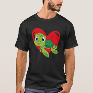 Love Heart Graphic Valentijnsdag Turtle Boys Kind T-shirt
