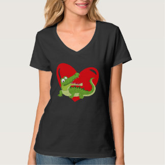 Love Heart Graphic Valentine's Day Alligators Boys T-shirt