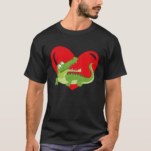 Love Heart Graphic Valentine's Day Alligators Boys T-shirt (Voorkant)