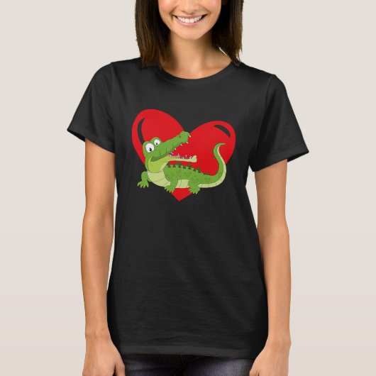 Love Heart Graphic Valentine's Day Alligators Boys T-shirt (Voorkant)