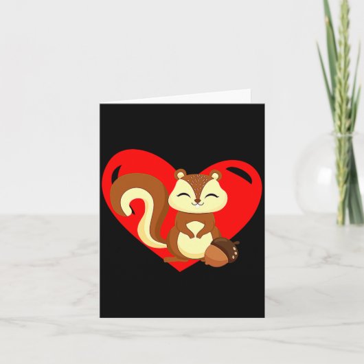 Love Heart Graphic Valentines Day Squirrel Boys K  Kaart (Voorkant)