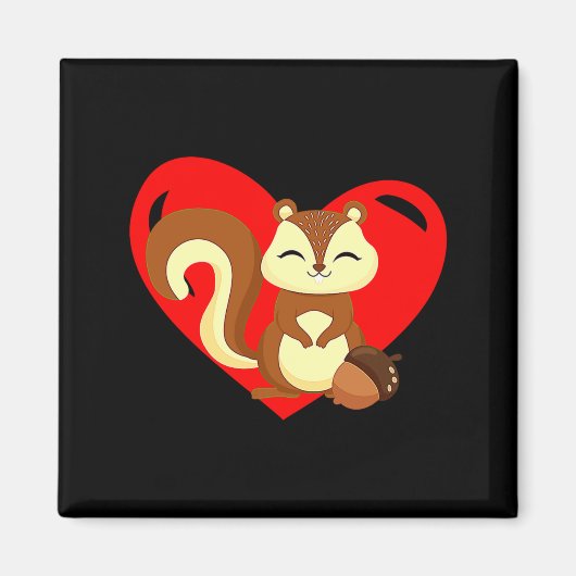 Love Heart Graphic Valentines Day Squirrel Boys K  Magneet (Voorkant)