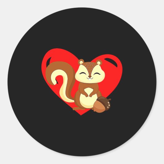 Love Heart Graphic Valentines Day Squirrel Boys K Ronde Sticker (Voorkant)