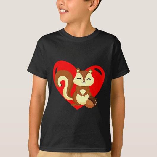 Love Heart Graphic Valentines Day Squirrel Boys K  T-shirt (Voorkant)