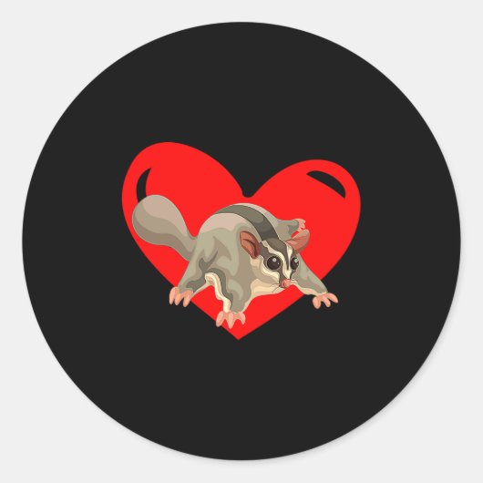 Love Heart Graphic Valentines Day Sugar Glider Bo  Ronde Sticker (Voorkant)