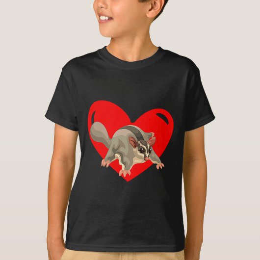 Love Heart Graphic Valentines Day Sugar Glider Bo  T-shirt (Voorkant)