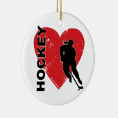 Love Heart Hockey Keramisch Ornament (Rechts)