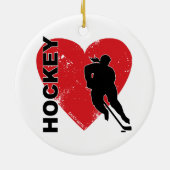 Love Heart Hockey Keramisch Ornament (Achterkant)