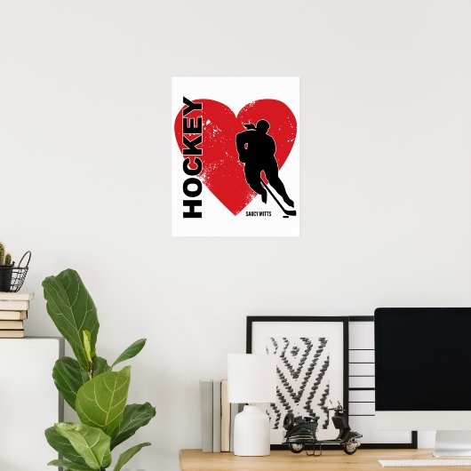 Love Heart Hockey Poster (Thuiskantoor)
