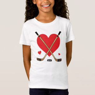 Love Heart Hockey Sticks Girls T-shirt