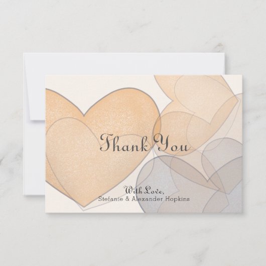 Love Heart Ivory Script Wedding Bedankkaart (Voorkant)