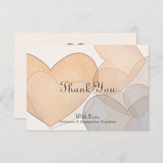 Love Heart Ivory Script Wedding Bedankkaart (Voorkant / Achterkant)