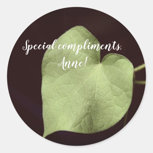 Love, Heart Leaf, Custom Text Sticker (Voorkant)