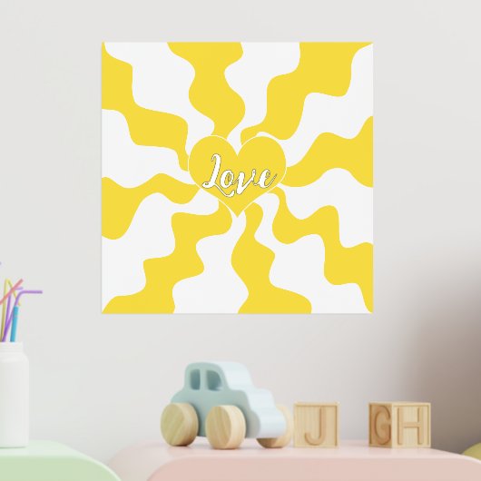 Love Heart - Lemon Yellow and White Folie Afdrukken (Insitu (Kinderkamer 2))