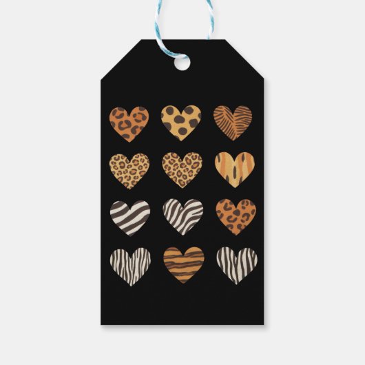 Love Heart Leopard Schattigee Valentijnsdag Cadeaulabel (Achterkant)