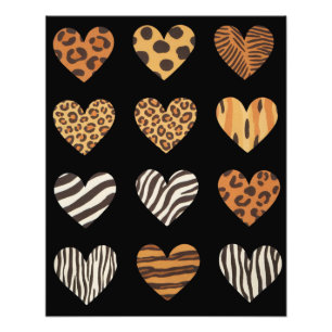 Love Heart Leopard Schattigee Valentijnsdag Foto Afdruk