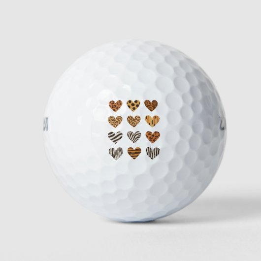 Love Heart Leopard Schattigee Valentijnsdag Golfballen (Voorkant)