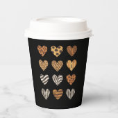 Love Heart Leopard Schattigee Valentijnsdag Papieren Bekers (Voorkant)