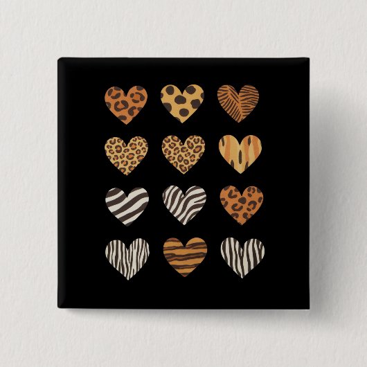 Love Heart Leopard Schattigee Valentijnsdag Vierkante Button 5,1 Cm (Voorkant)