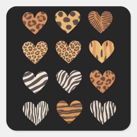 Love Heart Leopard Schattigee Valentijnsdag Vierkante Sticker (Voorkant)