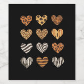 Love Heart Leopard Schattigee Valentijnsdag Wijn Etiket (Enkel label)