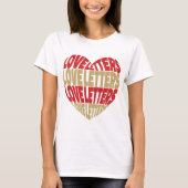 Love Heart Letters Red Gold Glitter T-shirt (Voorkant)