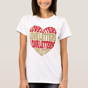 Love Heart Letters Red Gold Glitter T-shirt
