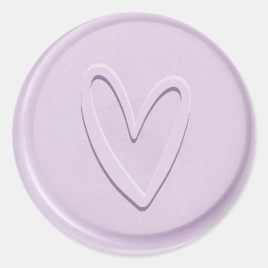 Love Heart Lila Wax Seal Sticker (Voorkant)