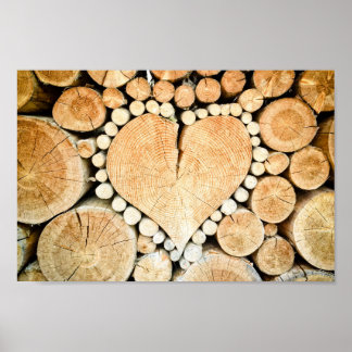 Love Heart Log Firewood Poster