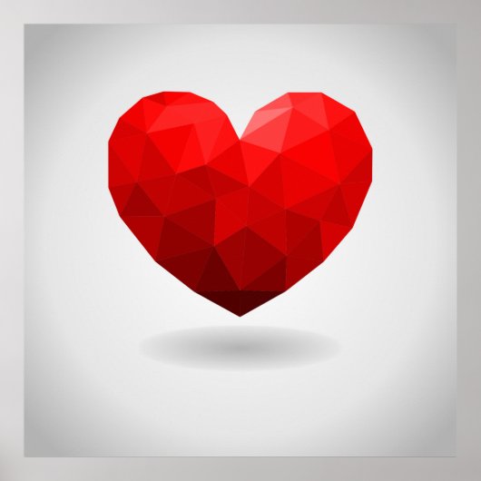 Love heart low poly valentine poster (Voorkant)
