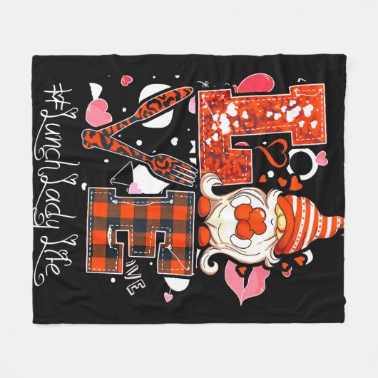 Love Heart Lunch Lady Cafeteria Worker Gnome Fleece Deken (Voorkant (Horizontaal))