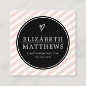 LOVE HEART minimalistisch persoonlijk zwart blush  Vierkante Visitekaartje (Voorkant)