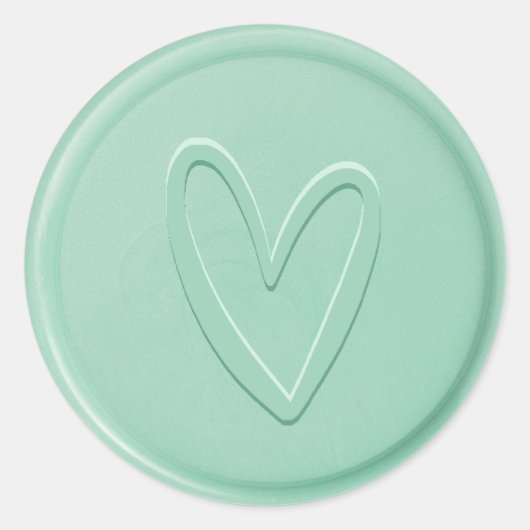 Love Heart Mint Wax Seal Sticker (Voorkant)