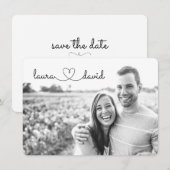 Love Heart Modern Black & White Save the Date Card (Voorkant / Achterkant)