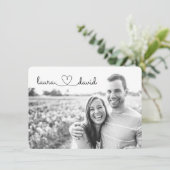 Love Heart Modern Black & White Save the Date Card (Staand voorkant)